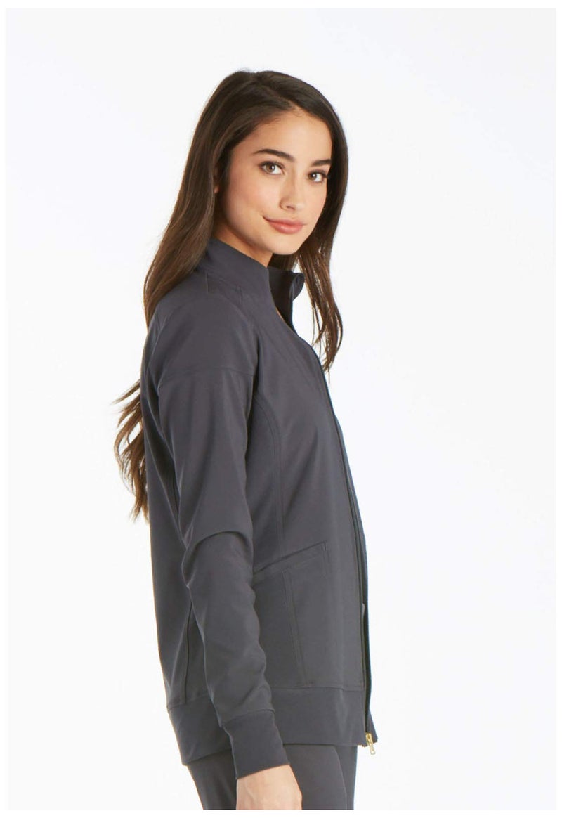 Cherokee iFlex CK303 Zip Front Warm-Up Jacket Pewter M - Image 5